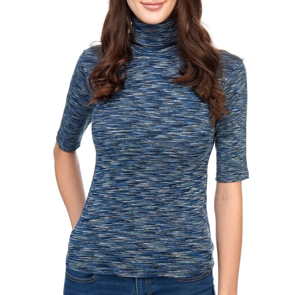 Free People Blue Heathered Turtleneck Stretch Top‎ Shirt Size S